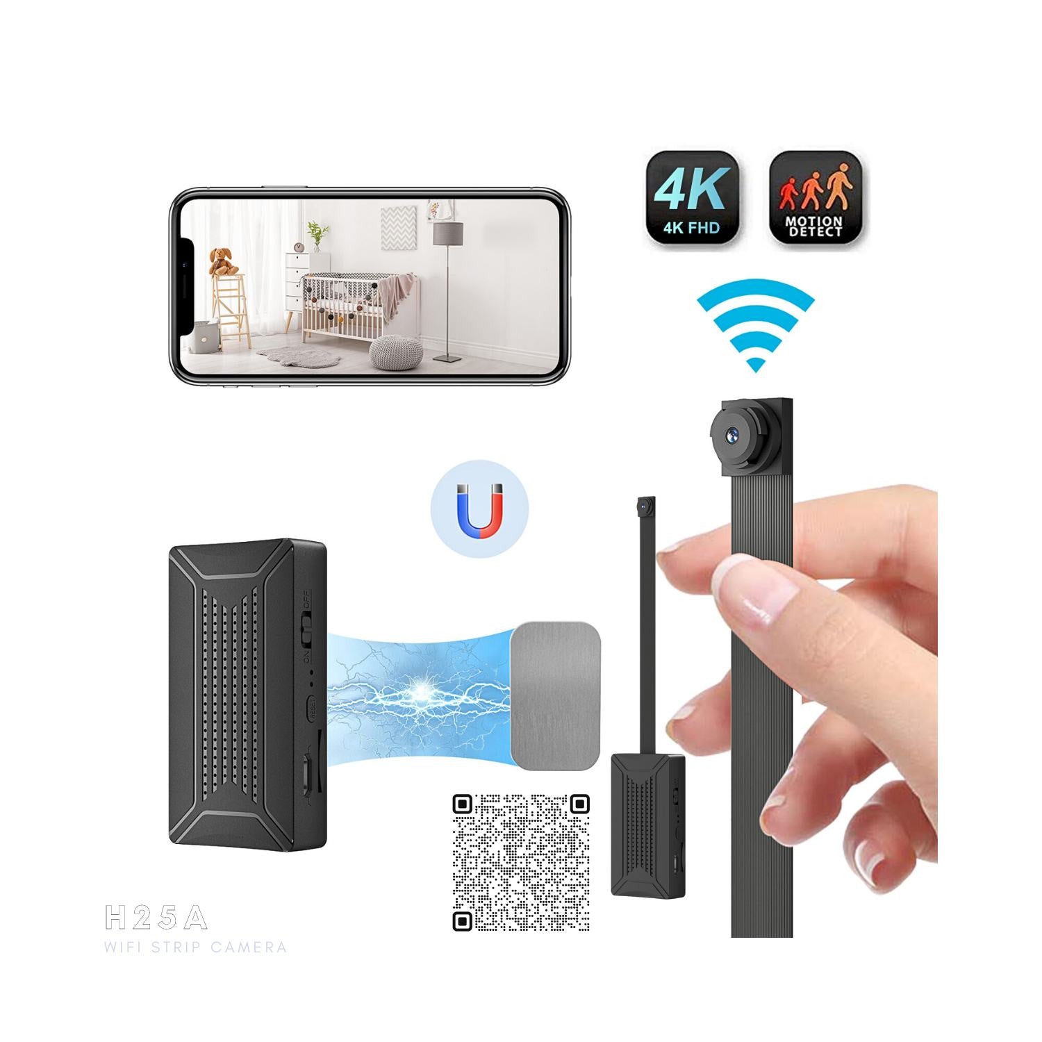 H25A 4K Smallest Mini WiFi Strip Patta Spy Hidden Camera H25A 4K Smallest Mini WiFi Strip Patta Spy Hidden Camera